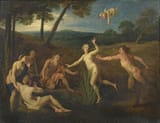 Bon Boullogne l&#039;Aîné (Paris, Kingdom of France 1649-1717 ibidem) Pan et Syrinx - Huile sur toile-min