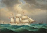 Peter Christian Holm (Flensburg, Duchy of Schleswig, Kingdom of Denmark 1823-1885 Free and Hanseatic City of Hamburg, German Reich) Die Bark %22Canton%22 vor Dover - Öl auf Leinwand 1868