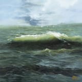 Anna Burda (1967-) Valami készül (Something is brewing, view of Lake Balaton, Hungary) - Olaj, vászon 2024