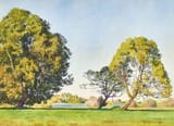 Plinio Colombi (Ravecchia, Canton of Ticino, Swiss Confederation 1873-1951 Spiez, Canton of Bern, Swiss Confederation) Summer landscape on the River Aare - Watercolour 1921-min