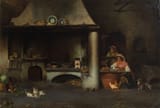 Alexander Antonovich Rizzoni (Riga, Governorate of Livonia, Russian Empire 1836-1902 Rome, Kingdom of Italy) Roman Kitchen - Oil on canvas 1889