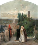 Gerolamo Induno (Milan, Kingdom of Lombardy-Venetia, Austrian Empire 1825-1890 Milan, Lombardy, Kingdom of Italy) Dante e Beatrice - oil on canvas-min