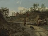 Jan van der Heyden Gorinchem (1637-1712) A rural landscape, with figures conversing, Amsterdam - Oil on panel
