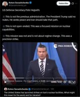 US Defense Secretary Pete Hegseth 22-06-2025 This is not the previous administration. The President Trump said no nukes. He seeks peace and Iran HD