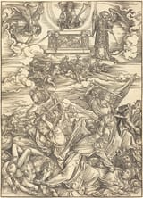 Albrecht Dürer (Free Imperial City of Nuremberg, Holy Roman Empire 1471-1528 ibidem) The Four Avenging Angels - Woodcut on paper c.1498-min