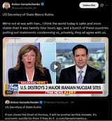 US Secretary of State Marco Rubio 22-06-2025 We&#039;re not at war with Iran... I think the world today is safer and more stable than it was twenty-four hours ago HD