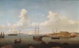 Fitz Henry Lane (Gloucester, Massachusetts, U.S.A. 1804-1865 ibidem) The Old Fort and Ten Pound Island, Gloucester - Oil on Canvas c.1850-min