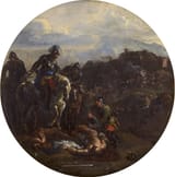 Dirk Maas (Haarlem, County of Holland, Dutch Republic 1659-1717 ibidem) Battle scene with the looting of fallen soldiers - Oil on canvas-min