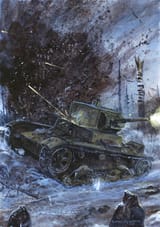 Tuomas Koivurinne (Finnish, 1985-) Soviet T-26 light tank in action - Acrylics 2021