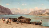 Carlo Jotti (Milan, Kingdom of Lombardy-Venetia, Empire of Austria 1826-1905) Riva di Malgrate - Olio su tela