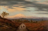 Circle of Carlo Canella (Verona, Venetian Province, Habsburg Monarchy 1800-1879 Milan, Lombardy, Kingdom of Italy) Paesaggio con viandanti - Olio su tela