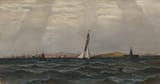Attributed to James Hamilton (Entrien, County Antrim, Ireland, U.K. 1819-1878 San Francisco, California, U.S.A.) Harbour scene - Oil on canvas-min