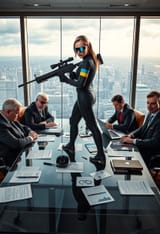 ai_art_highrise_tower_black_table_russian_vibes_blackops_girl_ukraine_flag_standtable