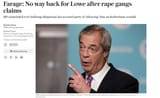 farage purges for talking about rape gangs