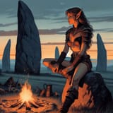 elven ranger collecting her thoughts 1970s fantasy illustration acrylic