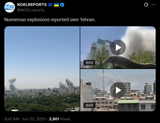 Numerous explosions reported over Tehran. 23-06-2025