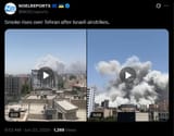 Smoke rises over Tehran after Israeli airstrikes. 23-06-2025