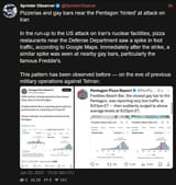 Screenshot 2025-06-23 at 18-56-02 Sprinter Observer (@SprinterObserve) Pizzerias and gay bars near the Pentagon &#039;hinted&#039; at attack on Iran In the run-up to the US attack on Iran&#039;s nuclear facilities pizza restaurants near th[...]