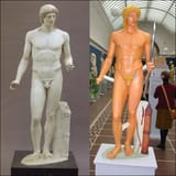 reconstructed Greek statue of Apollo UV light