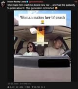 Woman crashes bf&#039;s car