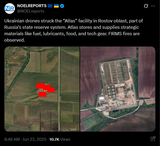 Ukrainian drones struck the &#039;Atlas&#039; facility in Rostov oblast, part of Russia’s state reserve system. Atlas stores and supplies strategic materials like fuel 23-06-2025