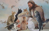 jesus with cats being cool and nice