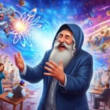 big bang of the universe with rabbi rubbing hands and laughing 4