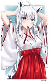 Fubuki in white red maiden dress__shirakami_fubuki_hololive_drawn_by_nick_wong__a1792e1d5e863028ff3f687770cfd7eb