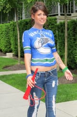 body paint Vancouver Canucks sweater
