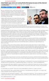 Chief Rabbi says Jews are Losing Media Monopoly because of the Internet