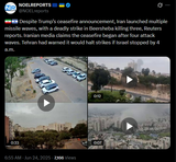 Despite Trump’s ceasefire announcement, Iran launched multiple missile waves, with a deadly strike in Beersheba killing three, Reuters 24-06-2025