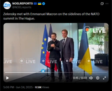 Zelensky met with Emmanuel Macron on the sidelines of the NATO summit in The Hague. 24-06-2025