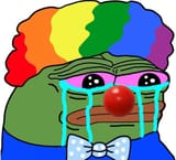 sad clown frog
