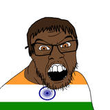 19901 - brown_eyes brown_hair brown_skin clothes country flag glasses hair india open_mouth soyjak stubble variant_feraljak