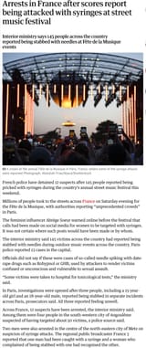 Screenshot 2025-06-25 at 17-36-44 Arrests in France after scores report being attacked with syringes at street music festival France The Guardian