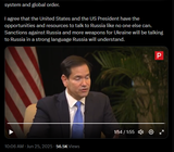 US Secretary of State Marco Rubio told Politico that despite the US not taking any existing sanctions off Russia, it&#039;s not the time for the US 25-06-2025 P2