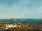 Høyfjell med reinsdyr (1851) av Anders Askevold (1834-1900) og Hans Gude (1825-1903)