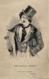 A_foppish_medical_student_smoking_a_cigarette_denoting_a_ca_Wellcome_V0010932