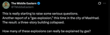 Screenshot 2025-06-25 at 20-22-34 The Middle Eastern on X This is really starting to raise some serious questions. Another report of a “gas explosion ” this time in the city of Mashhad. The result a three-story building collapsed. How many of the[...]