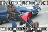 Armed woman with stroller