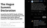 NATO has released the final statement from its summit in The Hague, Ukraine is promised continued military support but not membership 25-06-2025