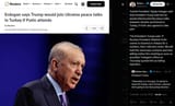 Turkish President Tayyip Erdogan said that President Trump told him he would attend potential peace talks between Ukraine and Russia in Turkey 26-06-2025