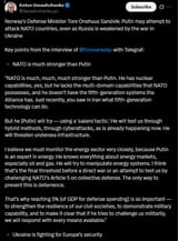 Norway&#039;s Defense Minister Tore Onshuus Sandvik, Putin may attempt to attack NATO countries, even as Russia is weakened by the war 26-06-2025 P1
