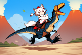 AI Awoo riding a raptor