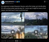 An explosion rocked Bryansk, Russia, and a fire broke out shortly after. It’s still unclear what exactly was hit—some say 26-06-2025
