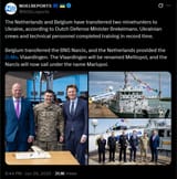 The Netherlands and Belgium have transferred two minehunters to Ukraine, according to Dutch Defense Minister Brekelmans. Ukrainian crews 26-06-2025