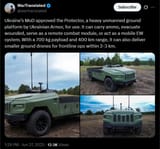 Ukraine’s MoD approved the Protector, a heavy unmanned ground platform by Ukrainian Armor, for use. It can carry ammo, 27-06-2025