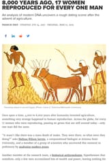 8,000 YEARS AGO, 17 WOMEN REPRODUCED FOR EVERY ONE MAN