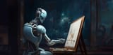 ai_art_robot_explaining_history-of-AI-art_man_on_the_hill