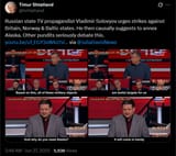 tshtatland 27-06-2025 Russian state TV propagandist Vladimir Solovyov urges strikes against Britain, Norway &amp; Baltic states. He, suggests to annex Alaska